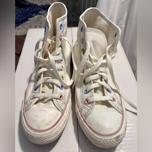 Converse Women's High-Top Sneakers - White with Multicolor Accents